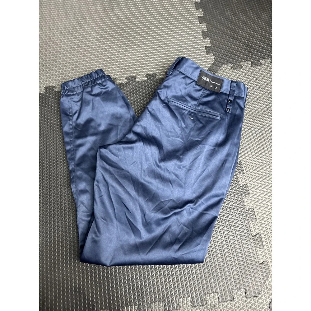 Publish Legacy Men's Jogger Pants Size 34 Navy Blue Satin Finish Elastic Cuff